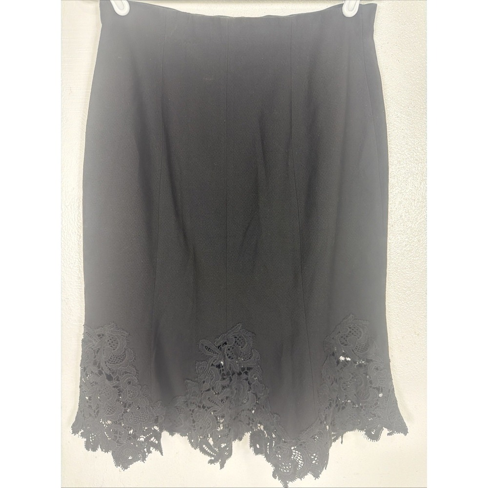 Rebecca Taylor Black Eyelet Pique Lace-Hem Skirt in Black Size 10 - Picture 6 of 10